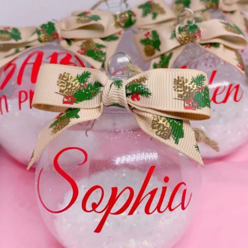 Personalized Christmas Ornament with Bow